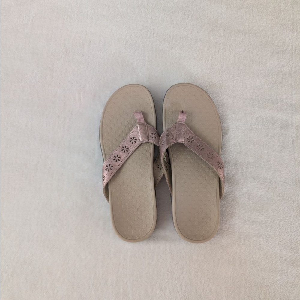Vionic Shona Toe Post Rose Gold Grey Thong Sandals - US 10 - See Notes